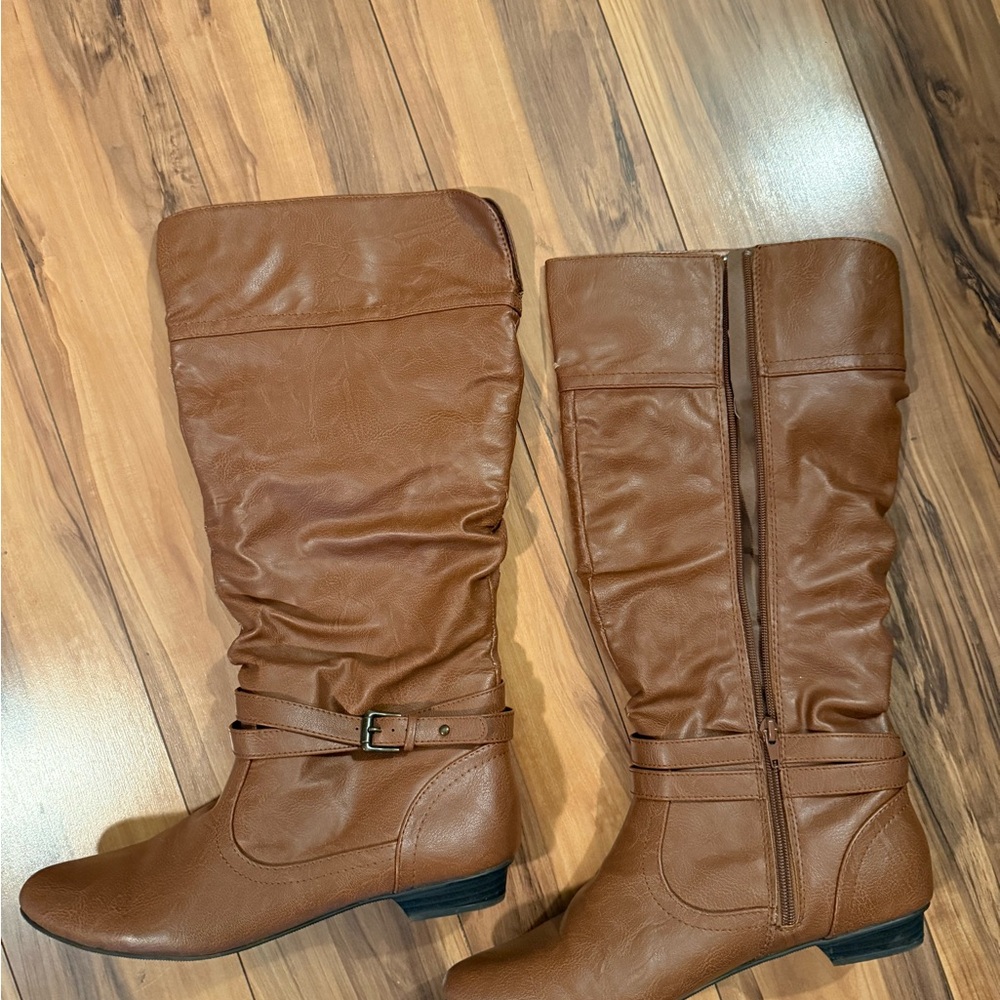 🧡 Tall Brown Flat Boots – Size 10/11 - Picture 6 of 7